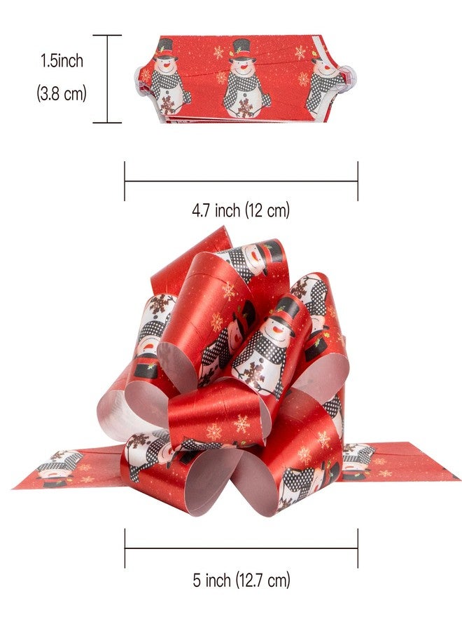 LeZakaa 12PCS Christmas Pull Bows with Ribbon - Buffalo Plaid with Snowman and Santa Claus Design - Perfect for Gift Wrapping, Florist, Bouquet, Basket - Image 4